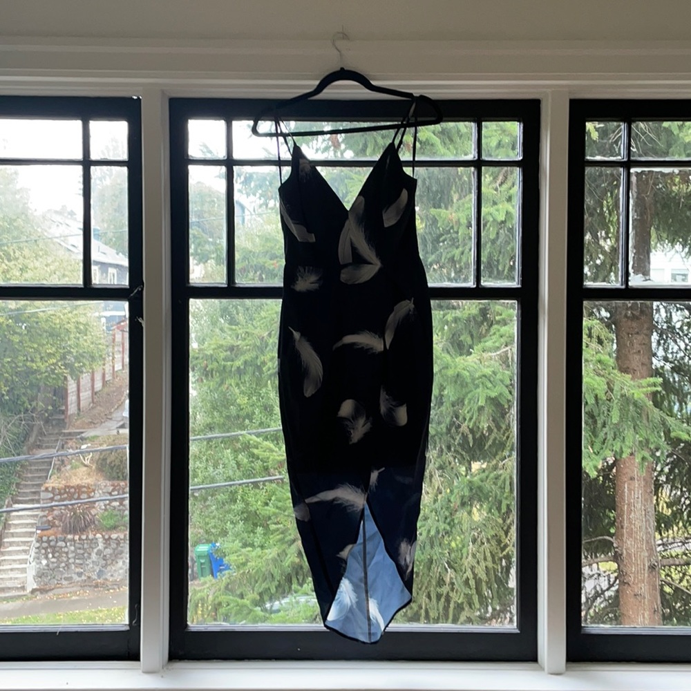 Pilgrim Navy Feather Midi Dress